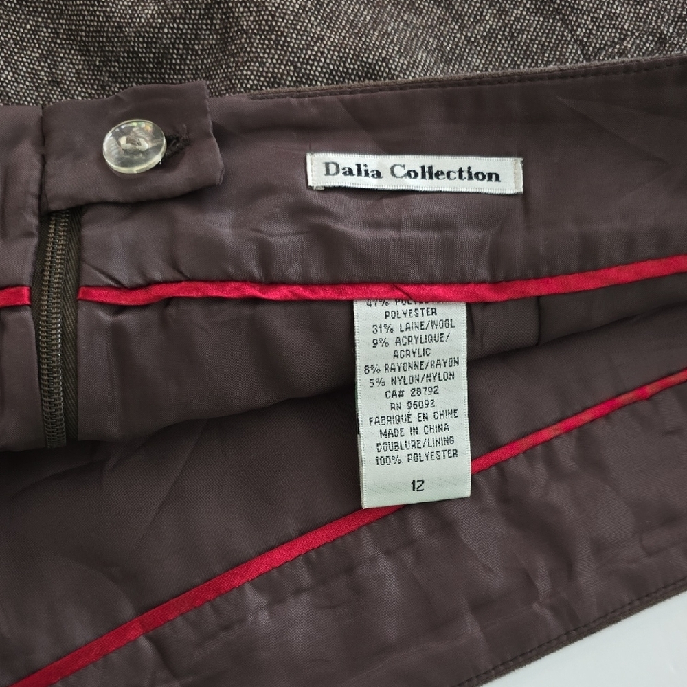 Dalia Collection Women's Brown Tweed Skirt Wool Blend Line Back Zip Size 12 - Picture 8 of 12